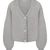 Handcrafted Alpaca Cardigan: Grey Merino Wool Knitwear
