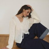 Handmade Mohair Blue Knit Cardigan: Cozy Lightweight Sweater