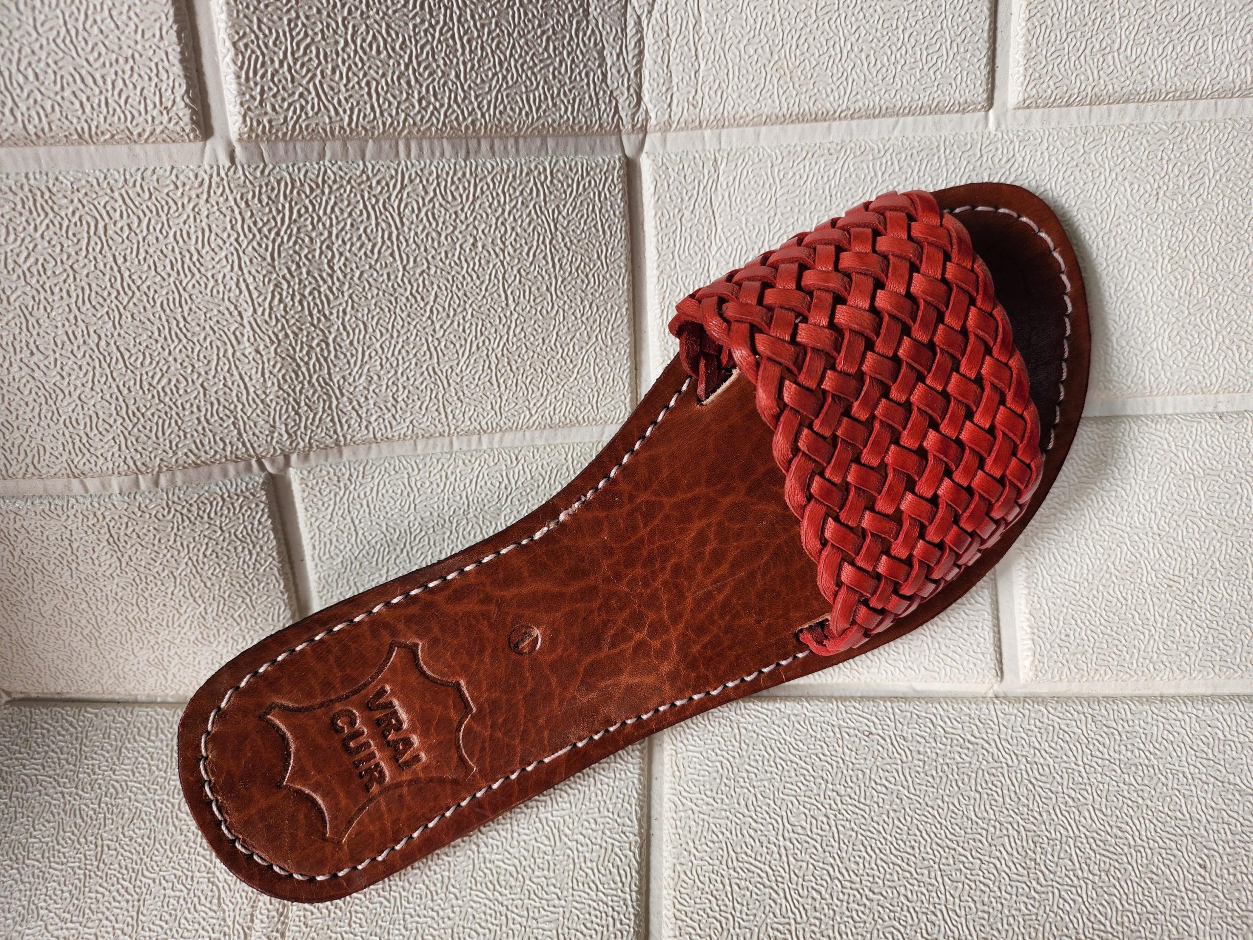 Handwoven Leather Moroccan Sandals For Women – Terracotta Braided Slide Flats – Artisan Summer Shoes 37 To 42 – Handmade Real Leather Slides