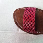 Double Strap Braided Moroccan Sandals For Women – Handmade Red Leather Summer Flats – Artisan Slip-on Shoes 37 To 42 – Real Leather Slides