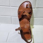 Handmade Moroccan Leather Sandals For Women – Brown Toe Loop Flat Sandals – Genuine Leather Summer Shoes – Buckle Strap Design