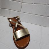 Gold Leather Moroccan Sandals – Handmade Summer Shoes For Women – Crisscross Flat Sandals With Ankle Strap – Boho Chic Comfy Slides –