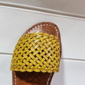 Handmade Moroccan Yellow Leather Sandal For Women – Woven Flats – Bright Summer Boho Shoes – Artisan Braided Leather Slippers – Gift For Her
