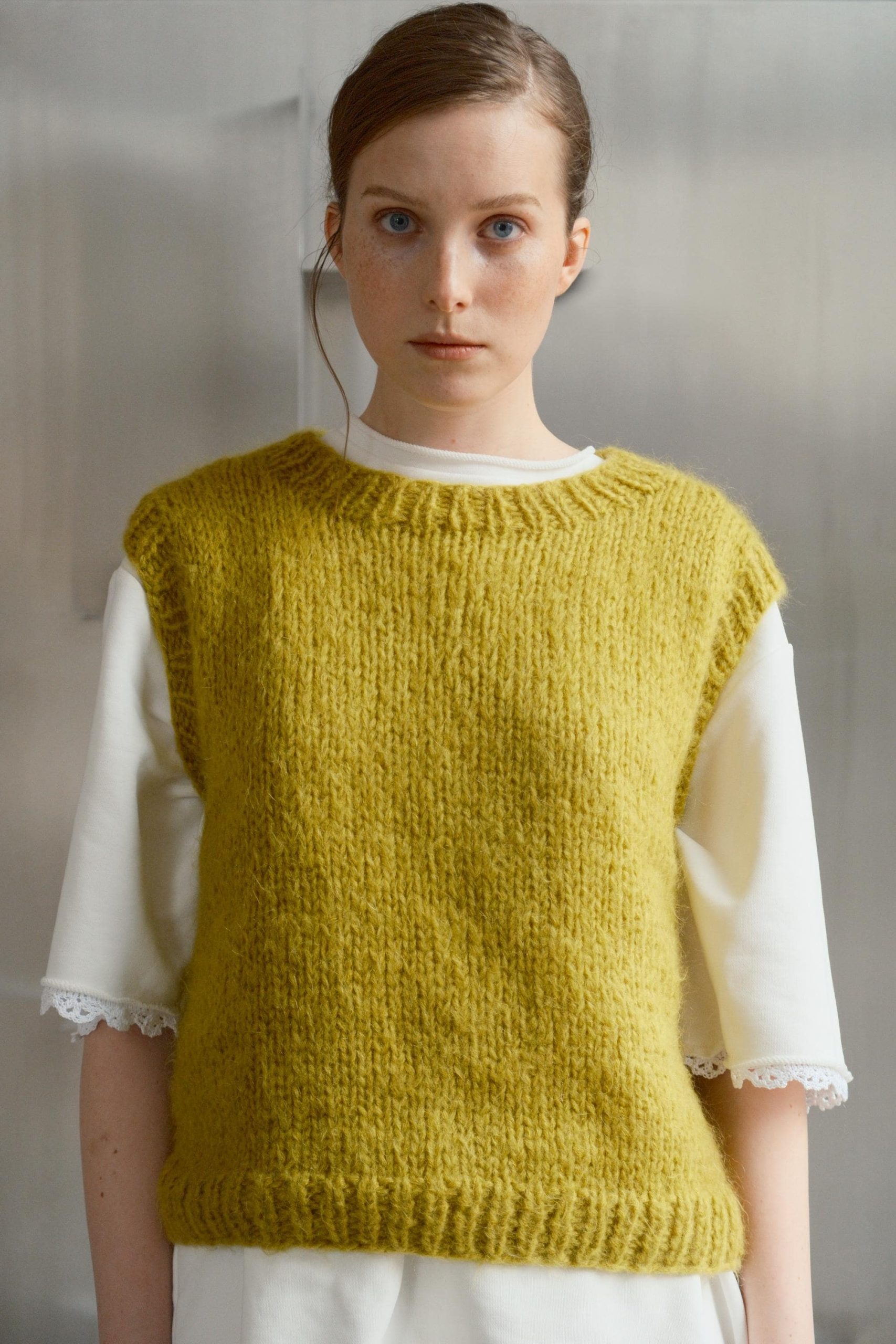 Hand-knitted Red Mohair Vest: Women's Cozy Knitwear